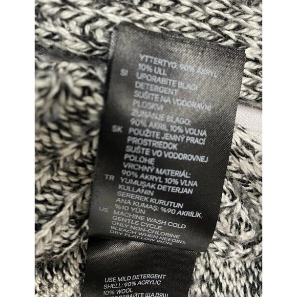 H&M Gray Black White Ribbed Wool Blend Long Sleeve Pullover Sz Med Casual - Picture 4 of 10